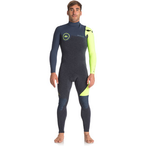 2018 Quiksilver Highline Series 3/2mm Zipperless Wetsuit SLATE / PEWTER / SAFETY YELLOW EQYW103050